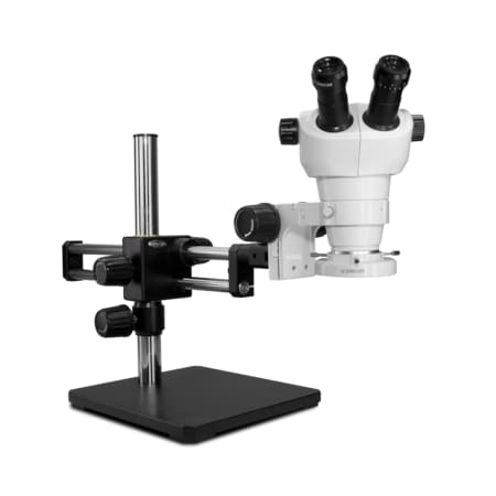 Scienscope NZ Stereo Zoom Microscope With Compact LED Light On Dual Arm Stand NZ-PK5D-E1